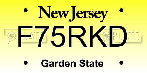 F75RKD New Jersey License Plate