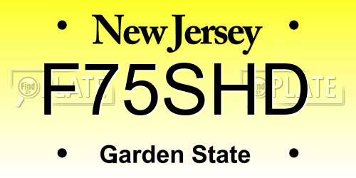 F75SHD New Jersey License Plate
