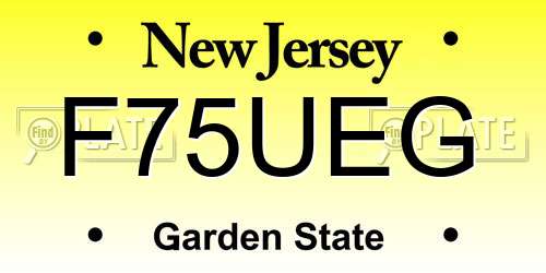 F75UEG New Jersey License Plate