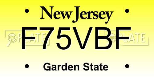 F75VBF New Jersey License Plate