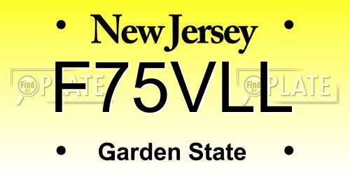 F75VLL New Jersey License Plate