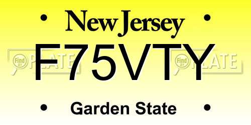 F75VTY New Jersey License Plate