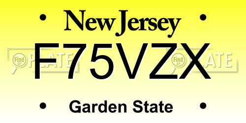 F75VZX New Jersey License Plate