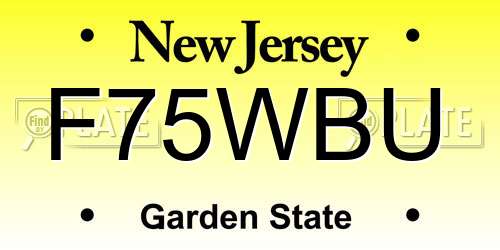 F75WBU New Jersey License Plate