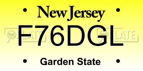 F76DGL New Jersey License Plate