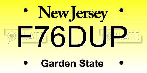 F76DUP New Jersey License Plate