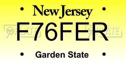 F76FER New Jersey License Plate
