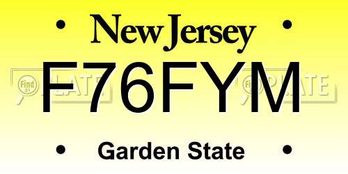 F76FYM New Jersey License Plate