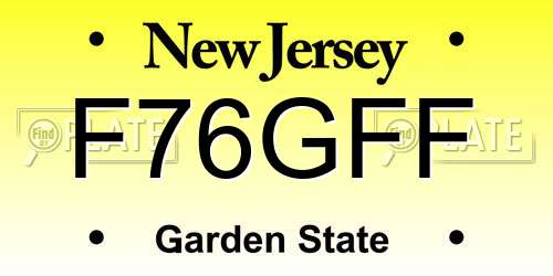 F76GFF New Jersey License Plate