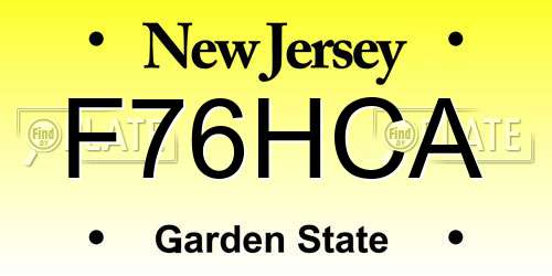 F76HCA New Jersey License Plate