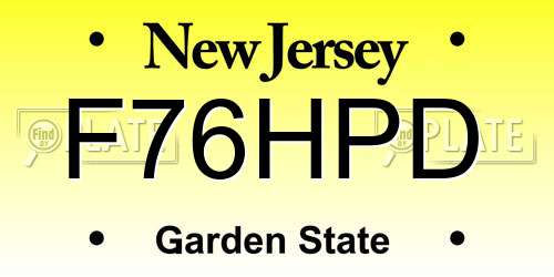 F76HPD New Jersey License Plate