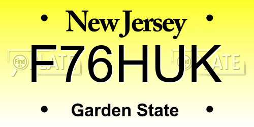 F76HUK New Jersey License Plate