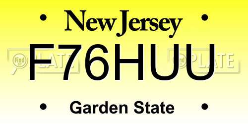F76HUU New Jersey License Plate