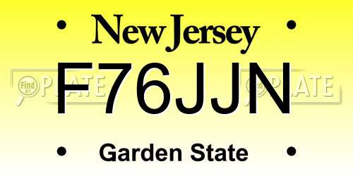 F76JJN New Jersey License Plate