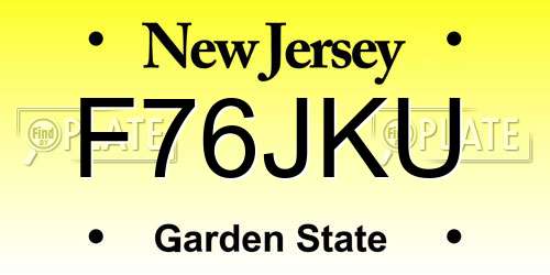 F76JKU New Jersey License Plate