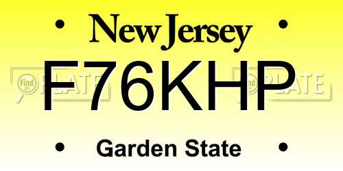 F76KHP New Jersey License Plate