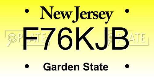 F76KJB New Jersey License Plate