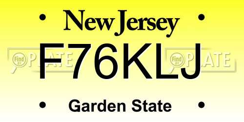 F76KLJ New Jersey License Plate