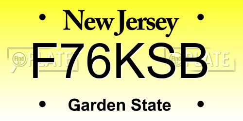 F76KSB New Jersey License Plate