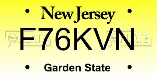 F76KVN New Jersey License Plate