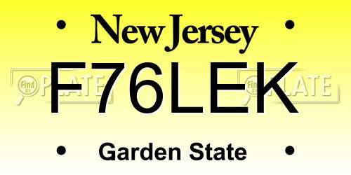 F76LEK New Jersey License Plate