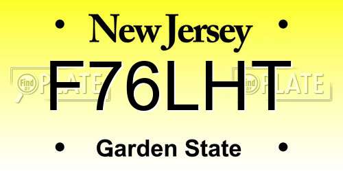 F76LHT New Jersey License Plate