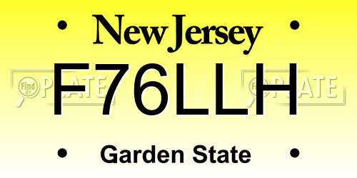 F76LLH New Jersey License Plate