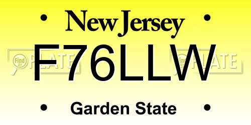 F76LLW New Jersey License Plate
