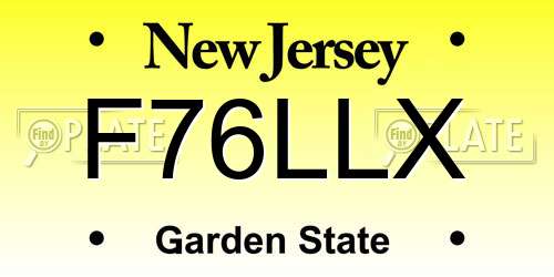 F76LLX New Jersey License Plate