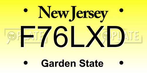 F76LXD New Jersey License Plate