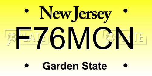 F76MCN New Jersey License Plate