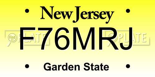 F76MRJ New Jersey License Plate