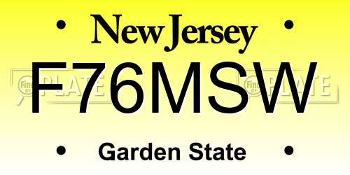 F76MSW New Jersey License Plate