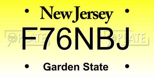 F76NBJ New Jersey License Plate