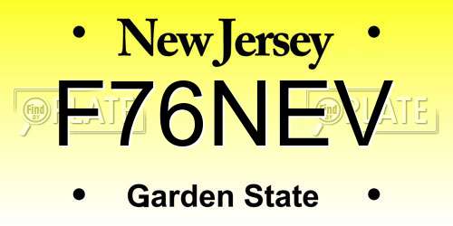F76NEV New Jersey License Plate