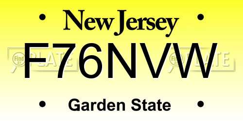 F76NVW New Jersey License Plate