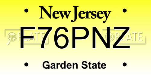 F76PNZ New Jersey License Plate