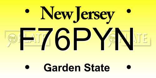 F76PYN New Jersey License Plate