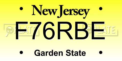 F76RBE New Jersey License Plate