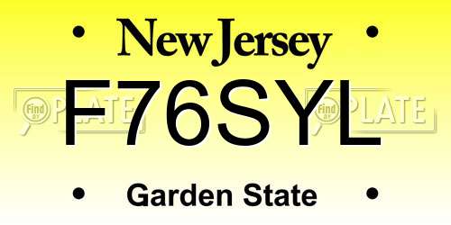F76SYL New Jersey License Plate