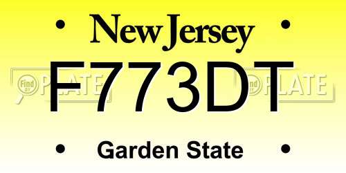 F773DT New Jersey License Plate