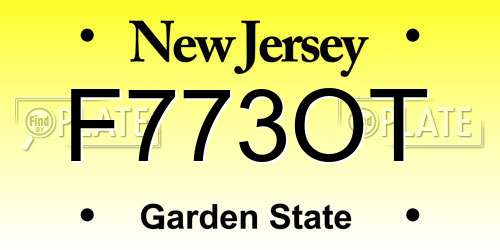 F773OT New Jersey License Plate