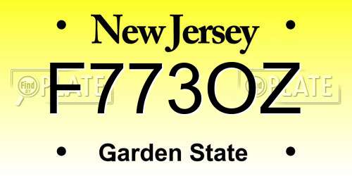 F773OZ New Jersey License Plate