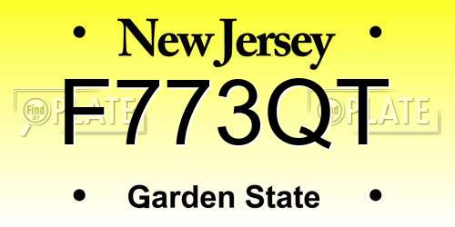 F773QT New Jersey License Plate