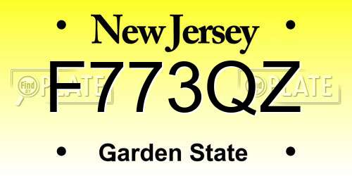 F773QZ New Jersey License Plate
