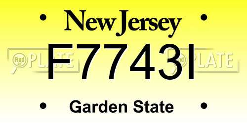 F7743I New Jersey License Plate