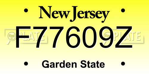 F77609Z New Jersey License Plate