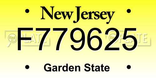 F779625 New Jersey License Plate