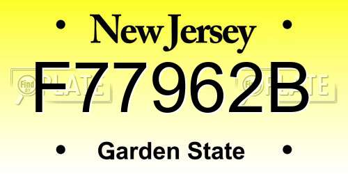 F77962B New Jersey License Plate