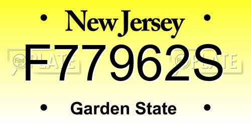 F77962S New Jersey License Plate